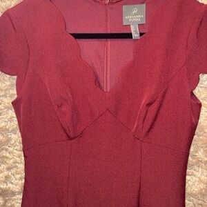 Adrianna Papell Deep Red Scalloped Dress